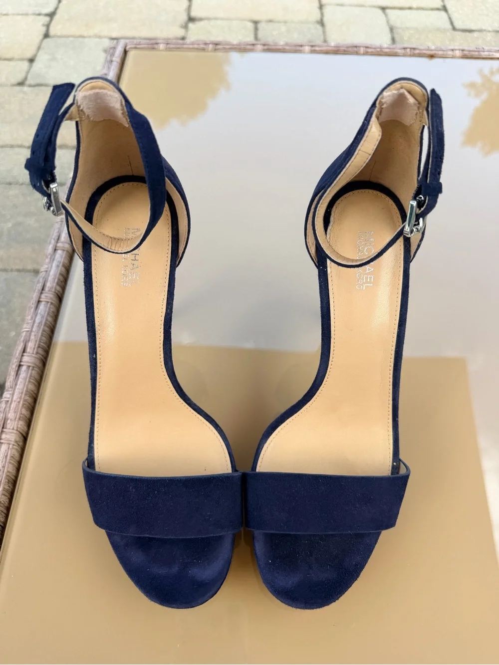 Michael Kors Navy Suede Ankle-Strap Stiletto Sandal